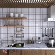 Black and white lattice wall panel kitchen imitation tile high-gloss bamboo fiber gusset panel tooling splicing waterproof integrated wall panel