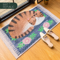 (Entrance floor mat) cartoon cute cat entrance mat household door carpet porch silk ring foot mat
