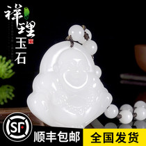 She Taicui pendant necklace Xueyu Gold silk jade Maitreya Buddha pendant Buddha brand necklace Sweater chain female