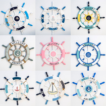 Ground living room background bar wall decoration Sea style helmsman rudder creative steering wheel Wall Wall
