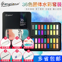 Giorgione 36 color solid watercolor paint set beginner watercolor painting set transparent solid watercolor paint