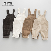 Baby pants Spring and Autumn outside wear open stalls childrens one-piece trousers cotton Foreign 1 a 3-year-old male and female baby strap pants