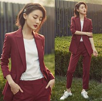 Stars same spring and autumn Korean version Career small suit Two sets of fashion casual temperament brief Western suit OL suit woman