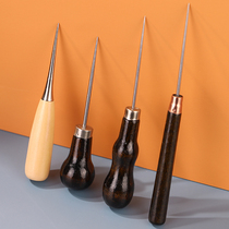 Wooden handle awl Sewing awl needle steel needle tool stainless steel punching crochet hook handmade needle cone fine