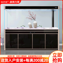  Ultra-white fish tank aquarium living room household bottom filter large floor-to-ceiling intelligent Arowana entrance water-free partition screen
