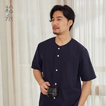 Matsuyong Chunxia Mens Cotton Home Clothes Short Sleeve Pants Loose Size Thin Simple Sleepwear Set Elegant Classic