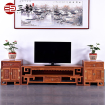 Mahogany furniture solid wood Chinese TV cabinet combination living room floor cabinet Burma pear TV cabinet audio-visual cabinet D
