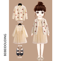 Girl dress spring dress 2022 new style original children starry sky dress little girl spring and autumn net gauze puffy dress