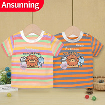 Baby short sleeve cotton summer small childrens clothing T-shirt Childrens baby top half sleeve summer thin Lycra lion