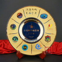 Fine copper plate custom school gifts Staff recognition medals Veterans retirement commemorative plate Academic exchange gifts