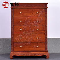 Mahogany furniture Burma pear carved flower porch cabinet lockers Ming and Qing classical Buckers solid wood drawers chest D