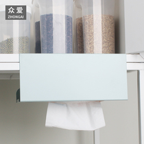 Japanese kitchen towel rack non-perforated iron paper rack napkin creative hanger cabinet door drawing box wall hanging