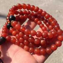 Natural Western Zhou Old red Manau Weathered Orange Peel Round Pearl 108 Necklace Buddha Beads Candida Beads Multi-Circle Bracelet Pendant