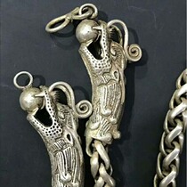 Antique Miscellaneous white copper imitation silver silver exquisite necklace old goods antique crafts collection Mens necklace