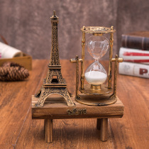  Retro Eiffel Tower hourglass ornaments Creative birthday gifts for primary school students wooden desk desktop decorations Resin