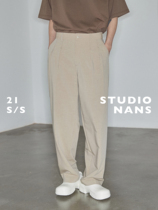 (NANS) light pitupendant double inner pleat design tightness waist width Shu casual long pants LOUNGE PANTS