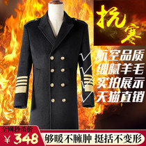 High-end security overalls winter clothing concierge uniform woolen coat men's long windbreaker padded double-breasted coat