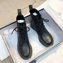 Martin boots female Inn Wind 2021 New winter plus suede genuine leather six holes flat bottom thick bottom 100 lap dr short boot