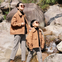 Zesfan parent-child clothing autumn new mother and child Womens woolen jacket short coat coat tweed pants