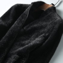 Style mens imitation mink velvet sweater autumn and winter fashion slim baseball collar cardigan knitted jacket men