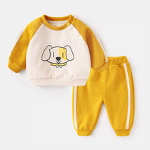 Baby Cartoon Suit Men And Women Spring And Autumn Clothing 3 Children Sports Two Sets 1-4 Ocean Gas Boys Baby Clothes Tide