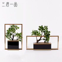 (Clearance) Modern new Chinese hand flower arrangement flower arrangement tea room model house sales office metal decoration