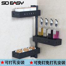 Kitchen rack corner rotating seasoning rack non-perforated wall multi-function storage rack rack rack