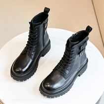 Small Crowdfried Street Martin Boots Womens Tide Ins Cool 2021 Autumn Winter New Display Slim Leather Strap Buckle Black Thick Bottom Locomotive Boots