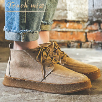 Touch Miss new Martin boots mens leather retro thick-soled high-top sneakers British style mid-top desert boots