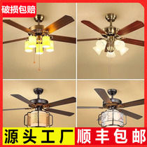 New Chinese ceiling fan lamp Dining room fan lamp Living room bird cage chandelier Modern simple household hotel fan chandelier