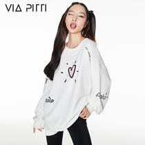 viapitti graffiti love vests women tide ins loose design jacket BF lazy autumn new long sleeve
