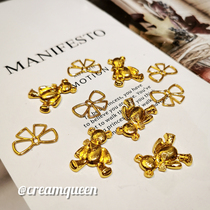Cute Alloy Metal Bear bear Butterfly knot DIY drop glue mobile phone shell swing table bracket Decorative Cream Queen