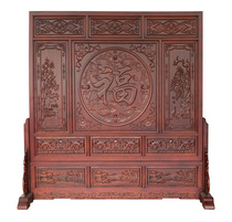Original Solid Wood Engraving Fu Character Xuanguan Antique Chinese Living Room Hotel Company Office Decoration Partition Wood Carving Screen