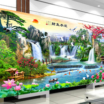 Cross Stitch 2022 New Living Room Greet Guests Pine Flowing Water Raw Property Scenery Landscape Painting Full Embroidered yourself by hand thread embroidery