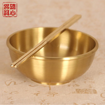 Yuantong Buddha with pure copper brushed thickened copper bowl copper chopsticks tableware household supplies for Buddha worship Buddha for bowls