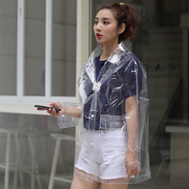 Transparent short raincoat weatherproof soft outdoor hiking to work adult men and women short coat EVA tasteless