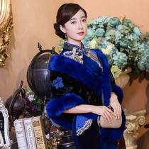 Worthy Qipao Gown Dresses Shawl Woman Noble Atmosphere Fashion Outside of Thickened Warm Chinese Embroidered middle-aged Imitation fur
