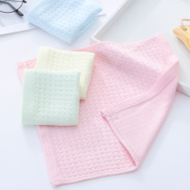 Manufacturer bamboo fiber small square towel for infants and young children honeycomb saliva towel waffle face towel can be customized