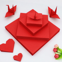 Big red square origami cardboard diy solid color stack love Thousand Paper Crane Origami childrens hand puzzle paper cut