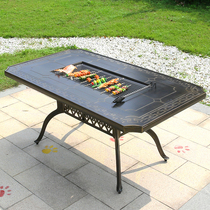 Barbecue tables and chairs Outdoor cast aluminum commercial stalls Charcoal oven Villa garden household electric baking table furniture European long table