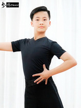 Dynasty Latin dance clothing tops children boys new short-sleeved competition training clothes boys dance clothes cowboys