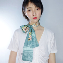 Silk scarf women Spring and Autumn Joker long thin Korean scarf decorative literary tie scarf small square scarf tie ins