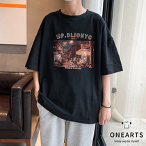 Short sleeves Male Boomers Tide 100 100 hitch Summer Guys Half sleeves clothes Leisure Compassionate Loose Mens Port Wind T-shirt