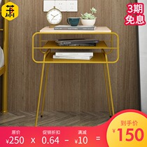 Nordic simple modern storage creative solid wood Wrought iron light luxury edge A few bedrooms simple bedside table storage cabinet