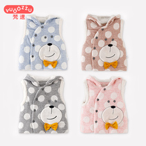 Baby vest wear cotton outside warm and thick boy wearing female baby Foreign weather cropped shoulder hooded horse clip