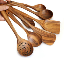 Thai teak unpainted solid wood spatula soup spoon rice spoon Kitchen cooking soup wooden spoon wooden shovel 7-piece set