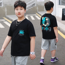 Fat childrens clothing boys short sleeve T-shirt summer new middle and big size fat children casual loose top