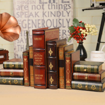 Retro fake book block ornaments European style study bookshelf decorations wooden book storage box