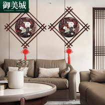 Diamond jade carving living room porch three-dimensional relief jade decorative painting new Chinese restaurant Office pendant hanging painting