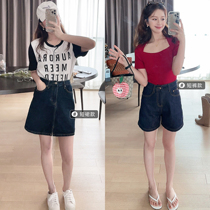 TMH STUDIO Jeans Half Body Skirt Woman Summer 2022 New High Waist Display Slim Fit Slim Fit Slim Fit Short Skirt Pants